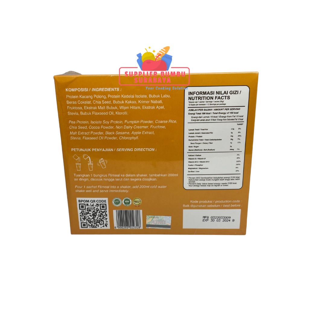 Flimty Fiber / Flimeal Original Minuman Serat Kaya Antioksidan Pelangsing Diet Detox 1 BOX