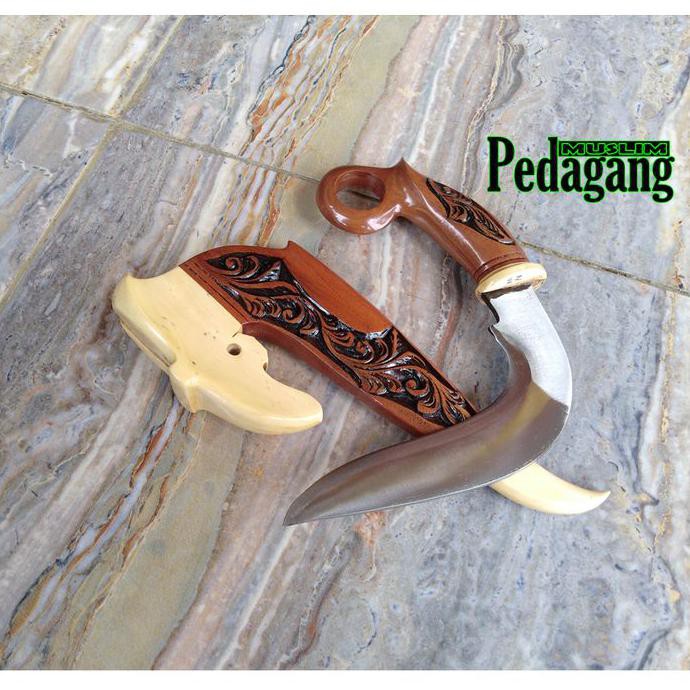 Pisau Tradisional Minang Kerambit Karambit Beladiri Silat Ukiran Batik