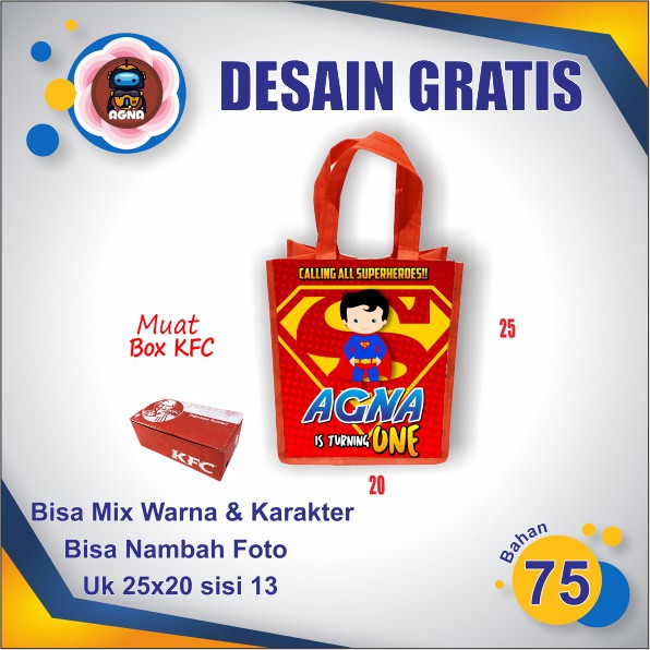 

TAS ULTAH ANAK LUCU / TAS SOUVENIR ULTAH / TAS ULTAH BERDIRI / TAS BERDIRI CUSTOM