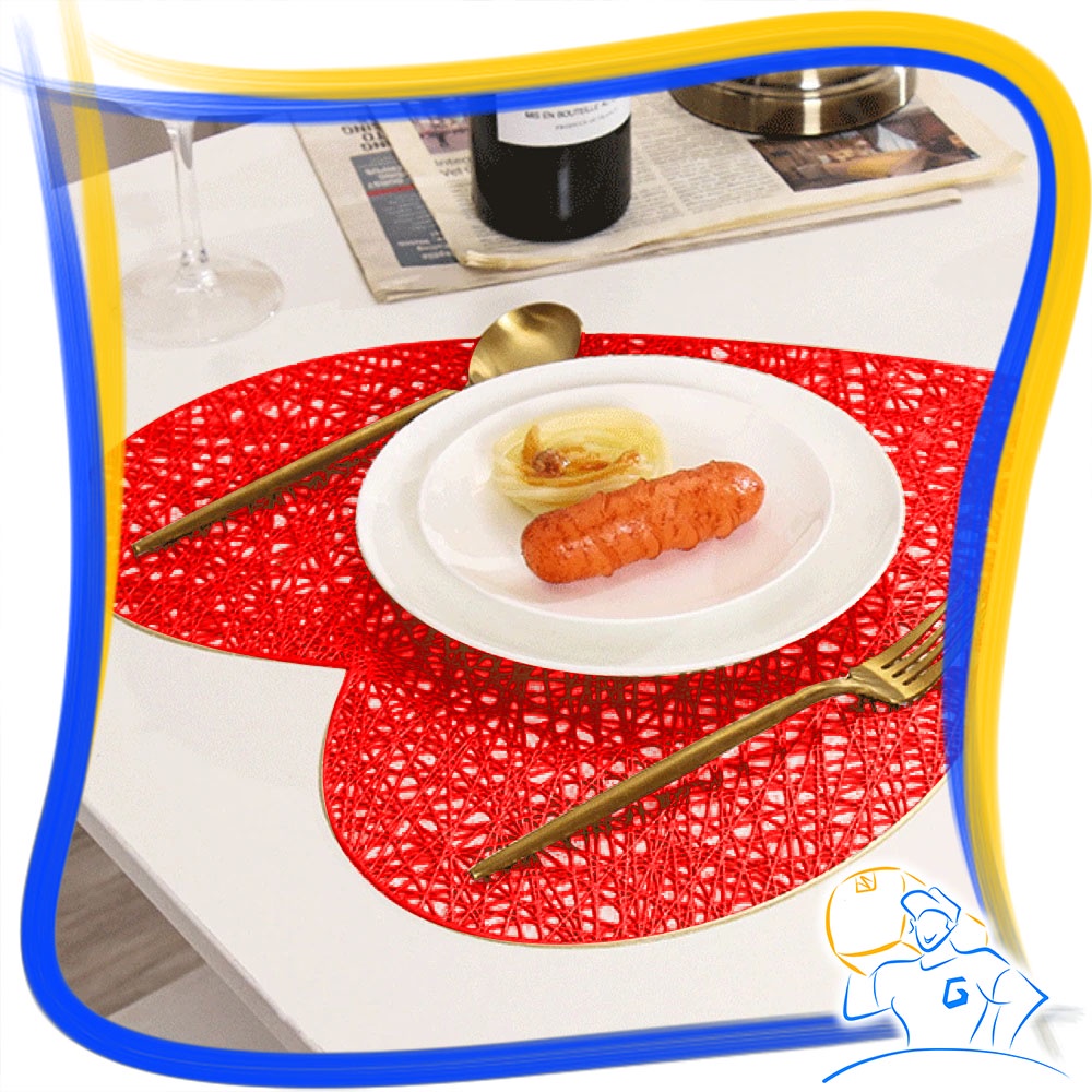 Tatakan PVC Placemat Love Piring Meja Makan Table Mat Anti Air Minyak