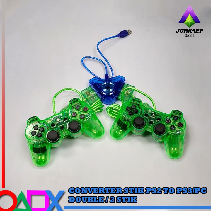USB PS2 2 Player Converter DOUBLE BIRU