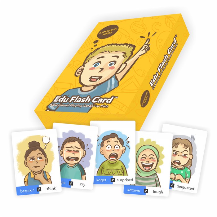 EDUFLASH CARD SERI EKSPRESI KARTU MAINAN ANAK UNO KARTUN EMOSI EMOTION
