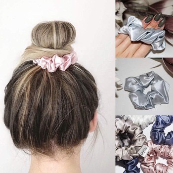 Ikat Rambut Scrunchie Satin Silk Kain Crepe Warna Pastel IMPORT Korea Hairband Kunciran Cepol Hijab Aksesoris Fashion Wanita