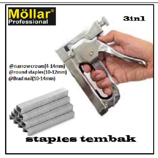 

Staples Tembak Stapler Hekter Staple Gun Heckter Staples Jok Tacker 3 in 1