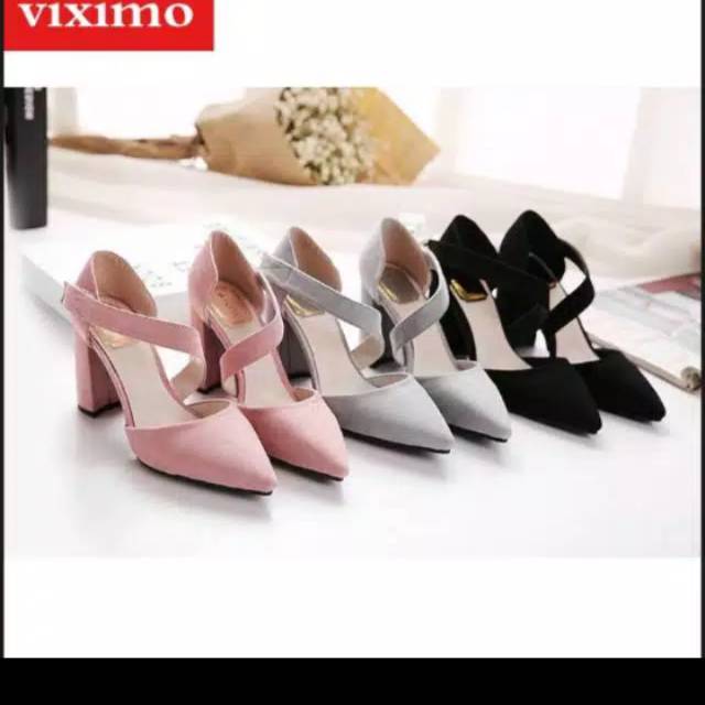 SEPATU HEELS SILANG HAK KOTAK PUMP PENDEK HEEL HAK TAHU GLADIATOR WANITA KERJA KANTOR PESTA IMPORT