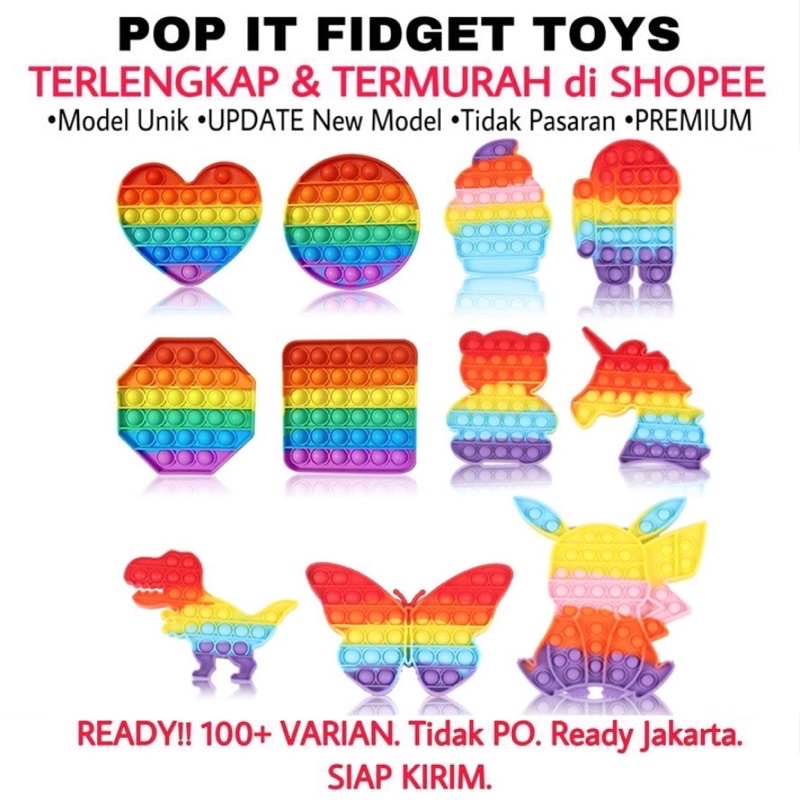 Pop It Fidget Toy Murah Rainbow Mainan Anak Penghilang Stress Tiktok