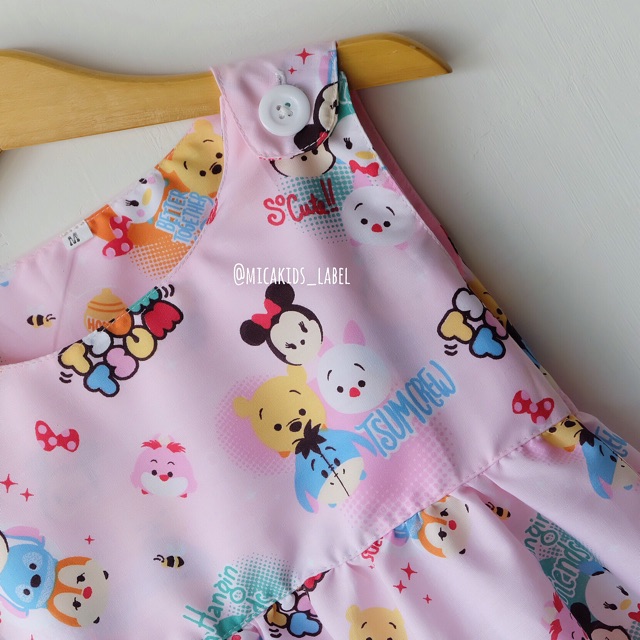 Dress tsum tsum anak daster anak soft pink