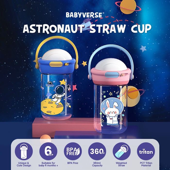 Moro-Moro Straw Cup 360ml Astronaut Series - Botol Minum Anak