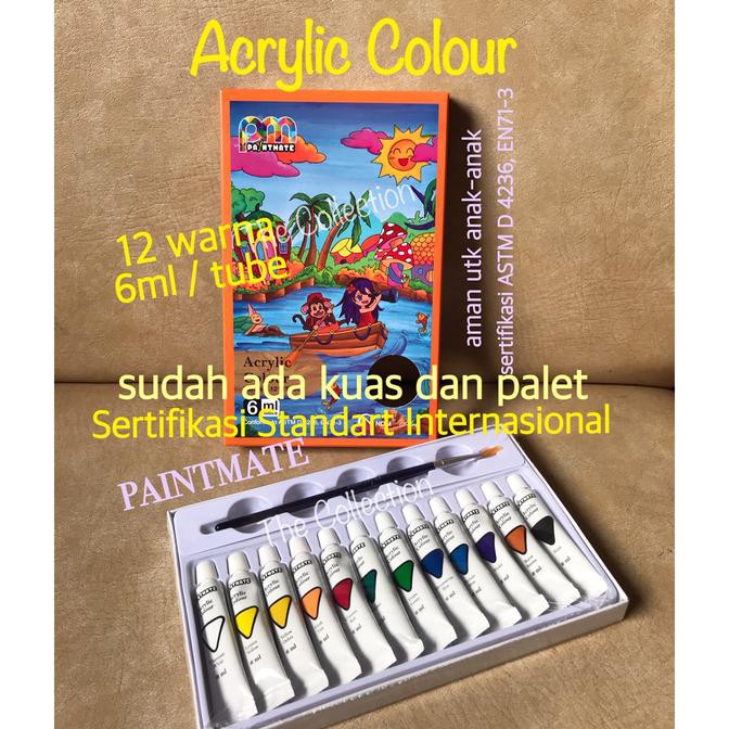 

[BISA BAYAR DITEMPAT] ATK0656PM 6ml Acrylic Cat 12 warna Paintmate 1212TP06 Aman untuk Anak