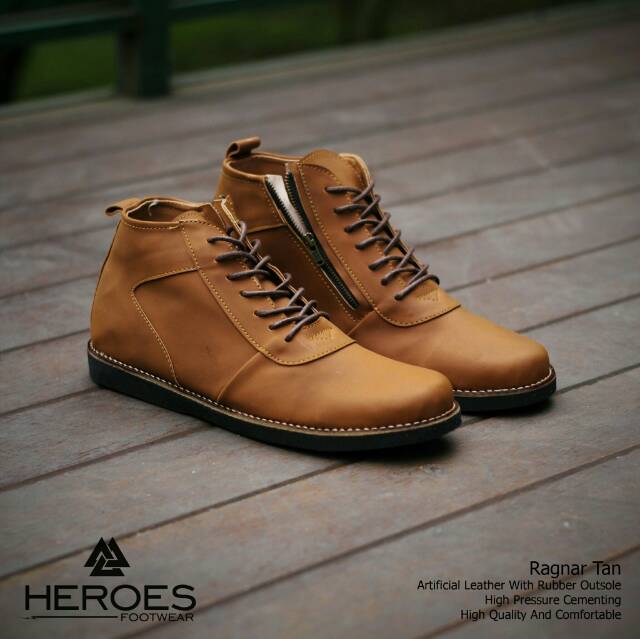 Sepatu Boots Casual Pria Semi Formal Kerja Kuliah Model Brodo Zipper Boot Resleting Original