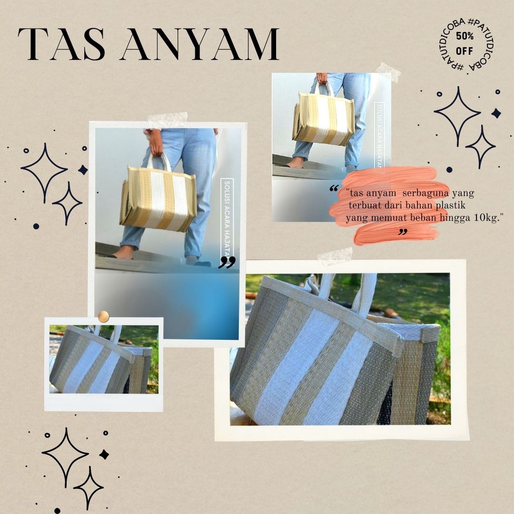 Lebih Kuat, Tas Berkat, Tas Belanja Pasar, Tas Belanja, Webbing Bag, Tas Belanja Malang Ukuran Besar