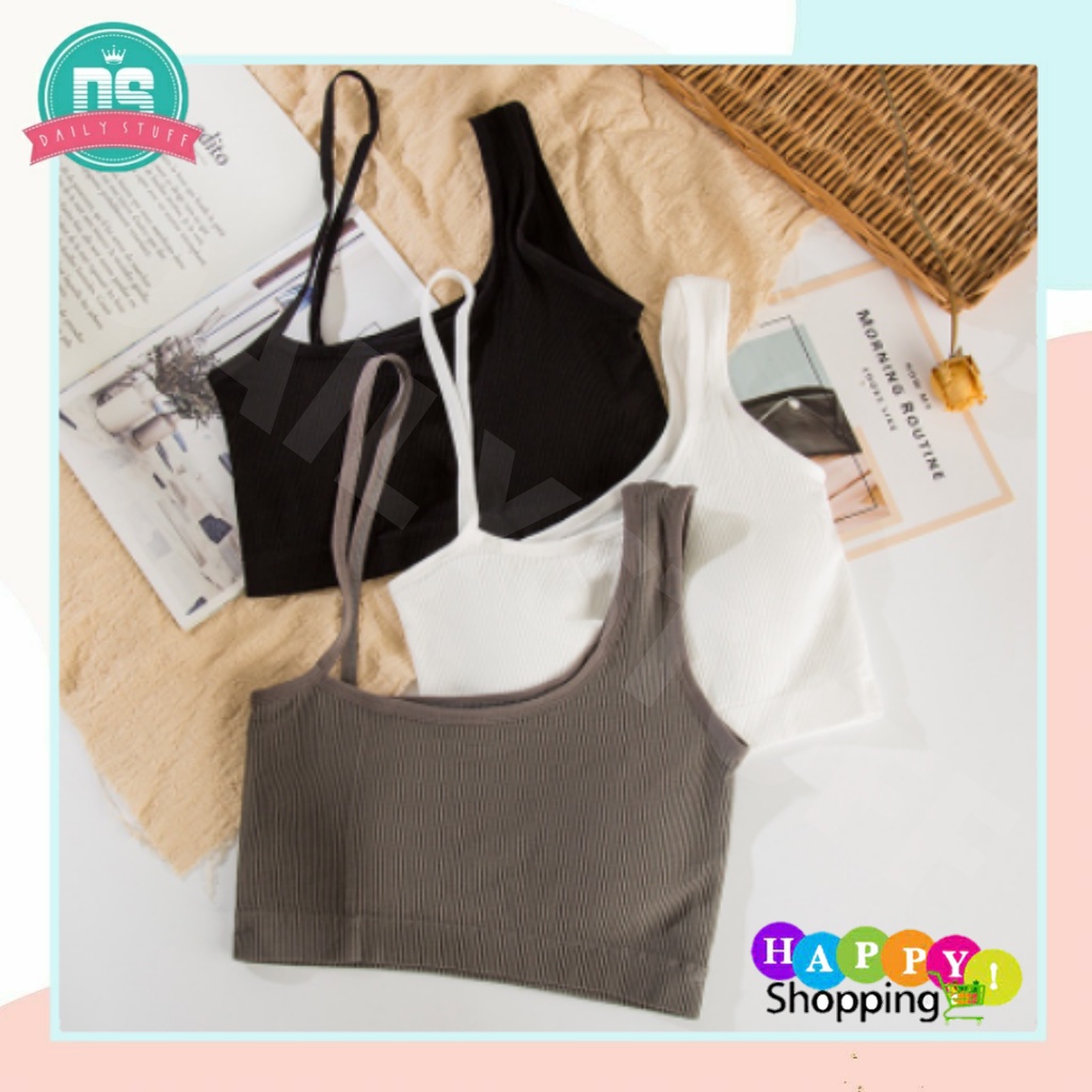 DS Bra 853 tanktop crop top tali samping Korean Cross Tank Top Stylish Wanita Toga Padded Tanktop Crop Tanktop Bra With Cup Tanpa Kawat Import