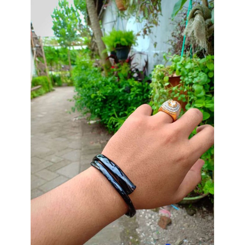 GELANG AKAR BAHAR HITAM ASLI/ gelang akar bahar lentur original