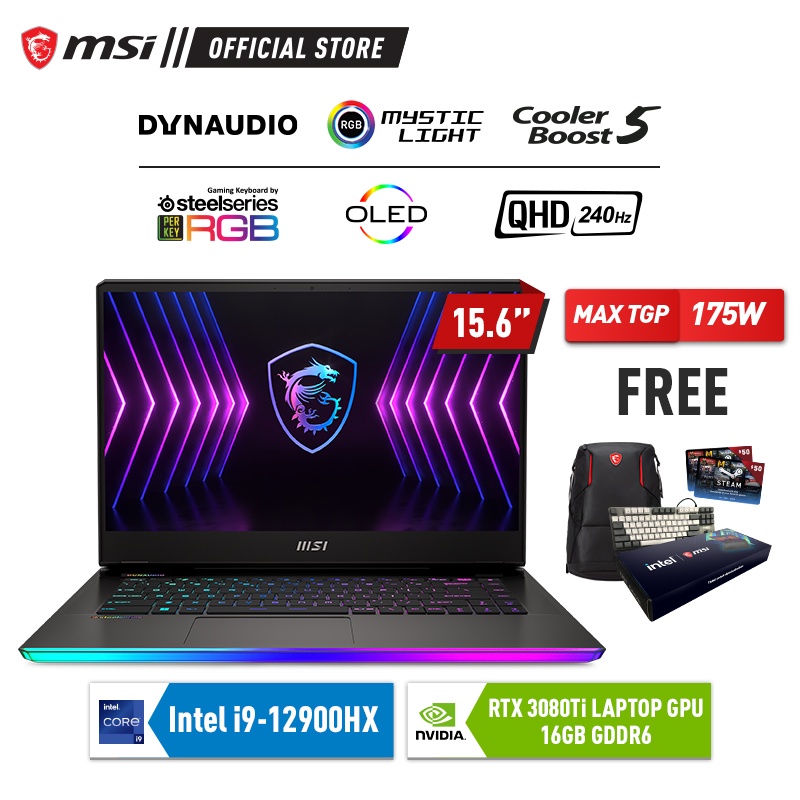MSI Raider GE67HX 12UHS-061ID OLED QHD | i9-12900HX | 32GB| 2TB | RTX3080Ti | 15.6" | W11 Home | 2Y