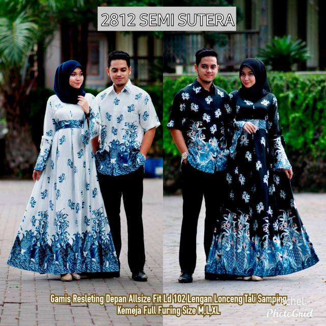 Couple long dress semi sutera batik sarimbit sutra 2812