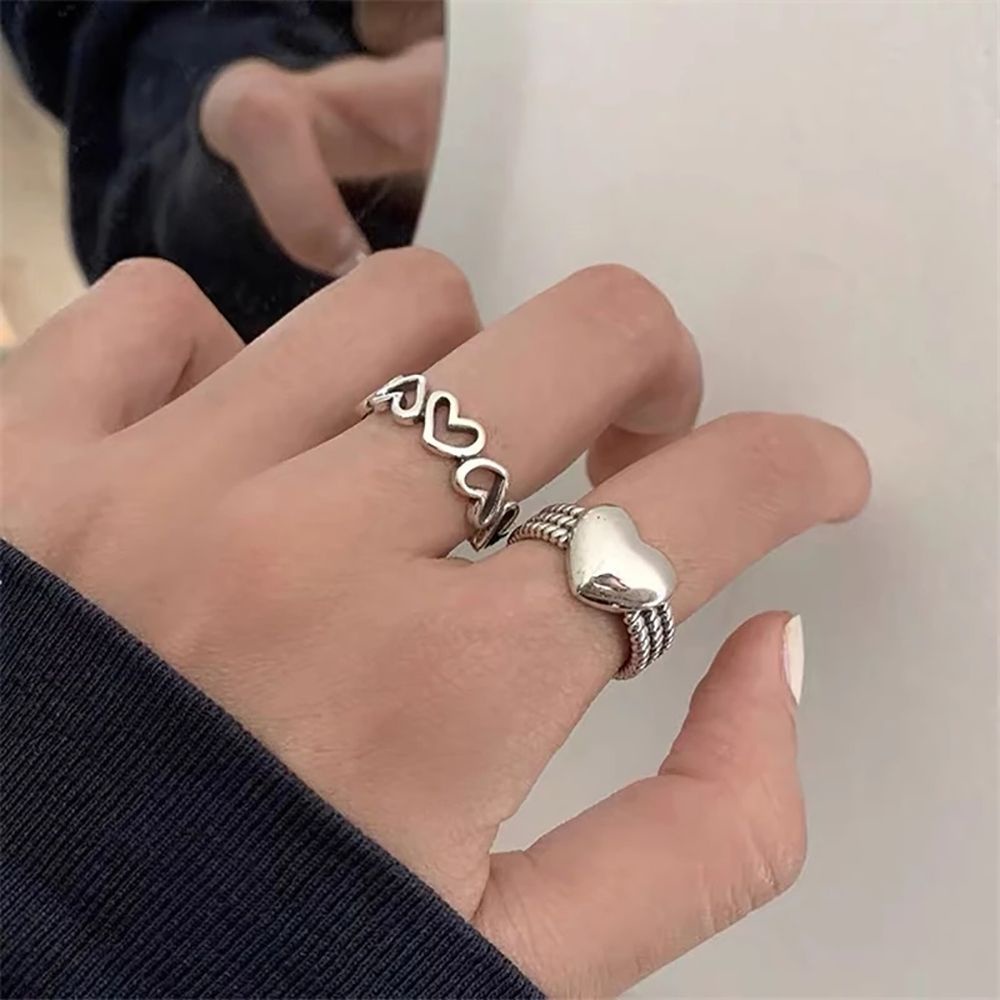 Needway  3/5PCS Ring set Open Ring Set Vintage Punk Style Finger Ring Star Geometric Alloy Unisex Adjustable Hip Hop Jewelry Gift