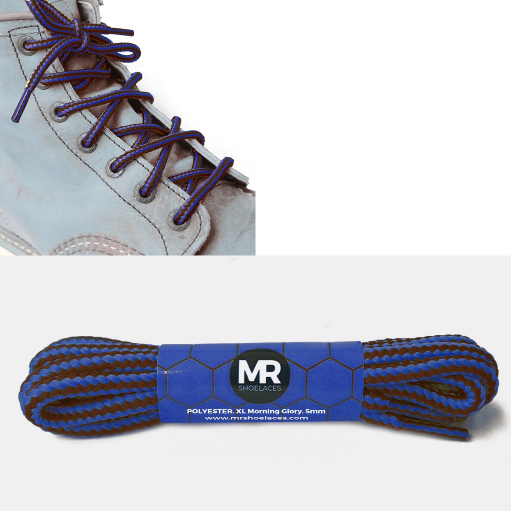 MR Shoelaces CR14 Morning Glory (Biru Coklat) Tali Sepatu Bulat Corak / Motif 5-6mm 80cm 90cm 100cm 120cm 150cm