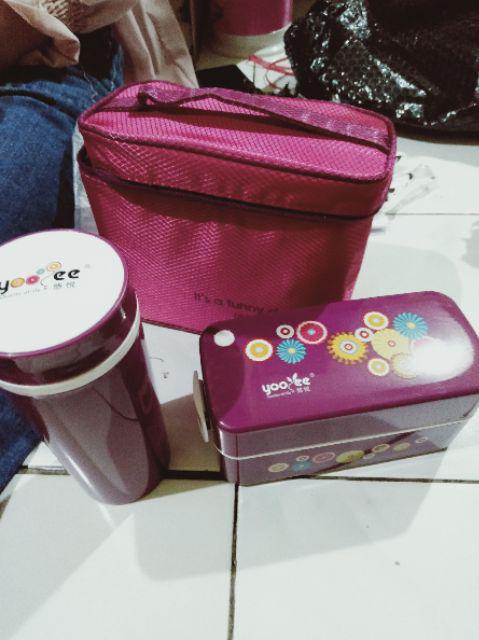 Lunch Box Yooyee 596 Set 910ml Pink