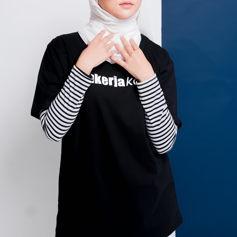 Manset Tangan Stripe/ Motif Garis Best Product-BLACK JUMBO