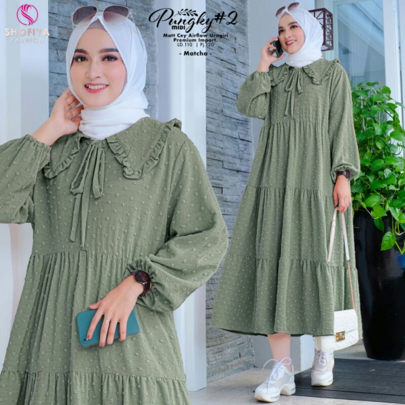 AMELIA, PUNGKY Midi Series Dress Ori by Shofiya Fashion