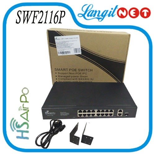 HSAIRPO SWF2116P POE SWITCH 48V 16 ETH - 1 SFP 2G ETH UPLINK