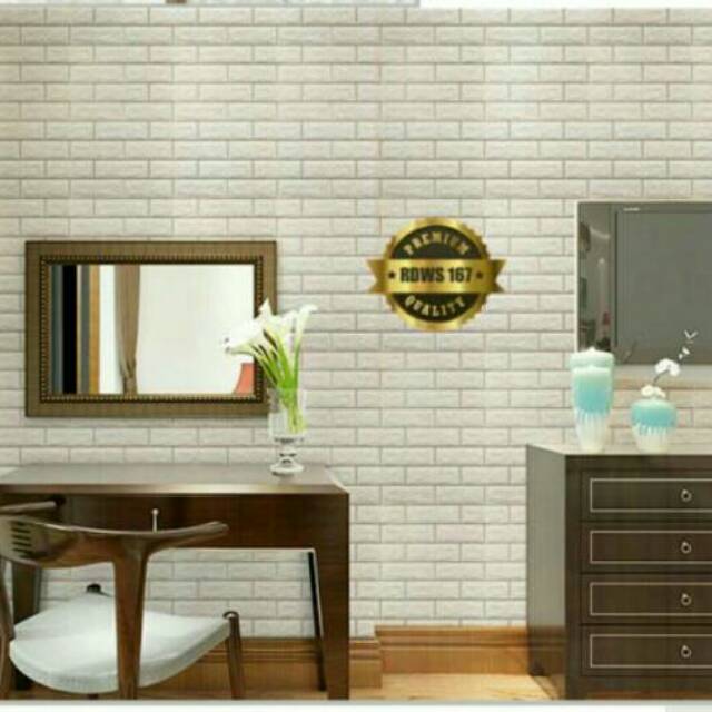 Wallpaper sticker bata putih 3D