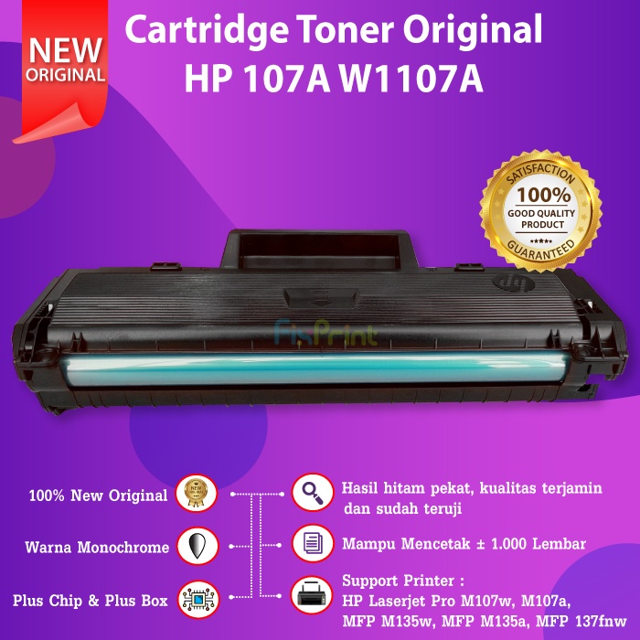 Cartridge Toner Original HP 107A W1107A Printer M107w M107a MFP M135w