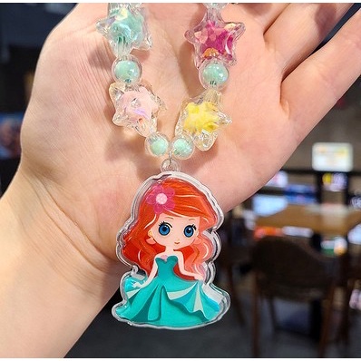 Anak-anak Kalung Set LED+Gelang Mutiara Import Karakter Frozen/Mermaid/Unicorn (Bisa Nyala ada LED)