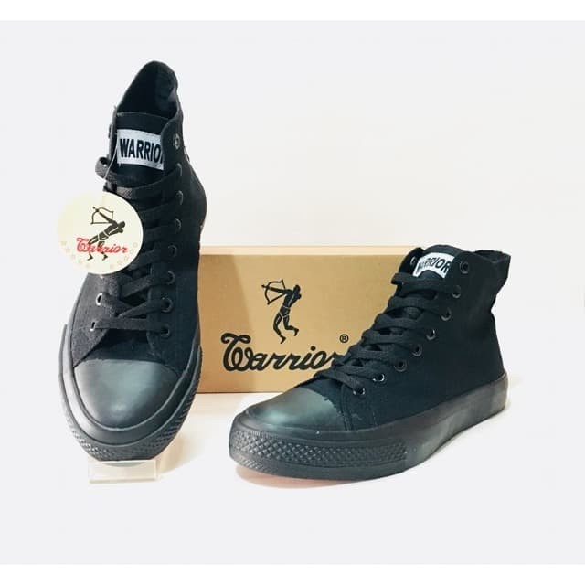 Sepatu Warrior Sparta HC All Black - Sepatu Sekolah Anak Original