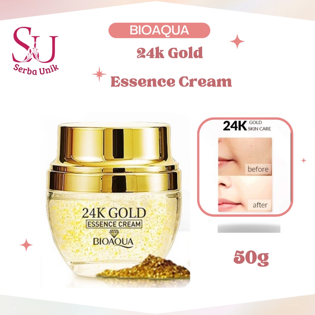 Bioaqua 24K Gold Essence Cream 50g / Facial Cleanser 200ml / Makeup Remover 300ml / Skincare Serum 50ml