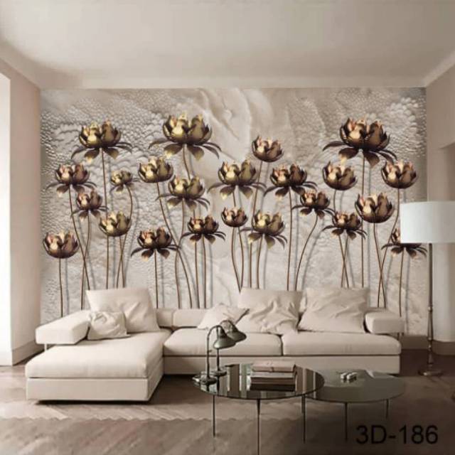 Wallpaper custom 3D motif bunga