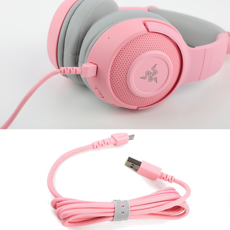 Cre Kabel Audio 2m Warna Pink Untuk Headset Gaming Kraken BT Kitty