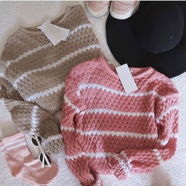 [✅COD]Atasan wanita Baju Rajut ZIGGY TRIBAL - Sweater Stripe ZIGGY SALUR TEBAL