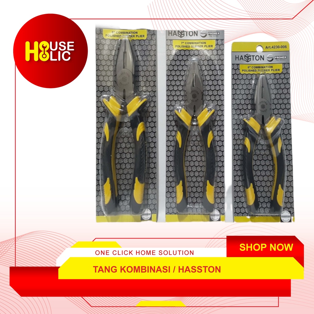 Tang Kombinasi 6&quot; Inch / Polished Rubber Plier Hasston 4230-006