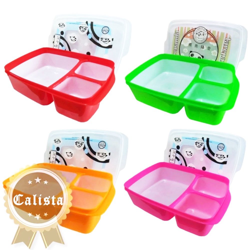 FM - Calista lunch box kotak makan 3 sekat food grade - Random Colour