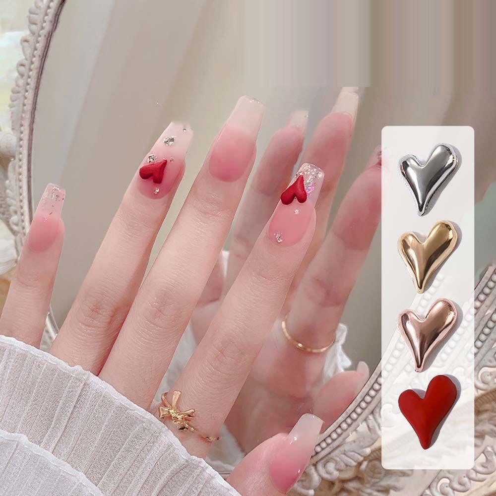 Mxbeauty Dekorasi Nail Art 3D Halus Peach Hati Alloy Shiny Manicure Jewelry