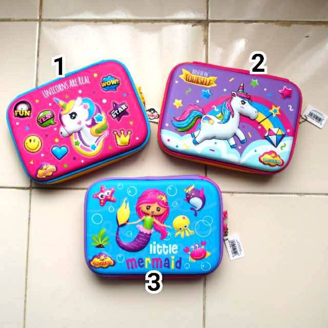 

Kotak tempat pensil unicorn mermaid Hardtop Hardcase Sansan Wawa Sanwa smiggle