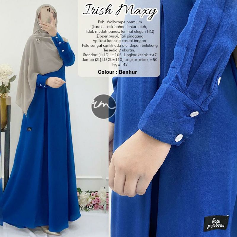 Terbaru Irish Maxy Gamis Muslim Polos Premium Original by Ratu Mulabes