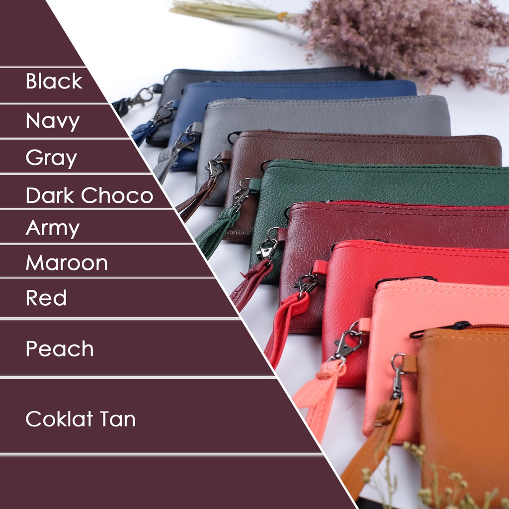 Dompet Wanita polos Kulit Sintetis Tempat HP dan Uang dompet panjang Murah pouch Travel Organizer