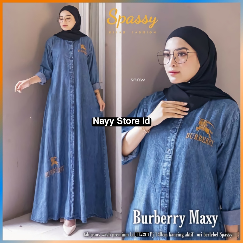 Baju Gamis Dress Jeans Denim Kondangan Jumbo Wanita Terbaru 2025 Kekinian Bordir Halus Premium Ld 11