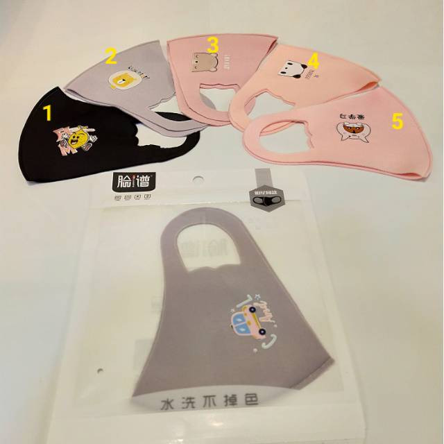 SALE Masker mulut bahan kain (import) anak duckbill motif sticker lucu