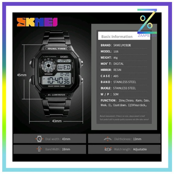 SKMEI Jam Tangan Digital Pria - 1335 - Black