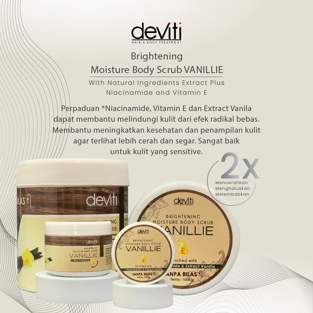 Deviti Refill 1Kg Moisture Body Scrub Vanillie Mencerahkan Kulit