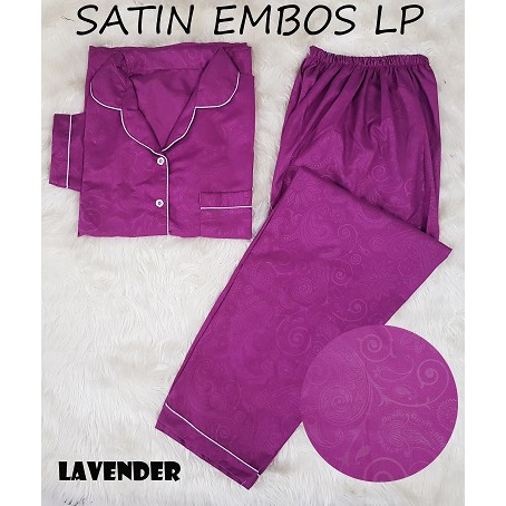 Rottenklass LP Piyama Saten Sleepwear Stelan Baju Tidur Lengan Panjang Celana Panjang Satin Embos-7