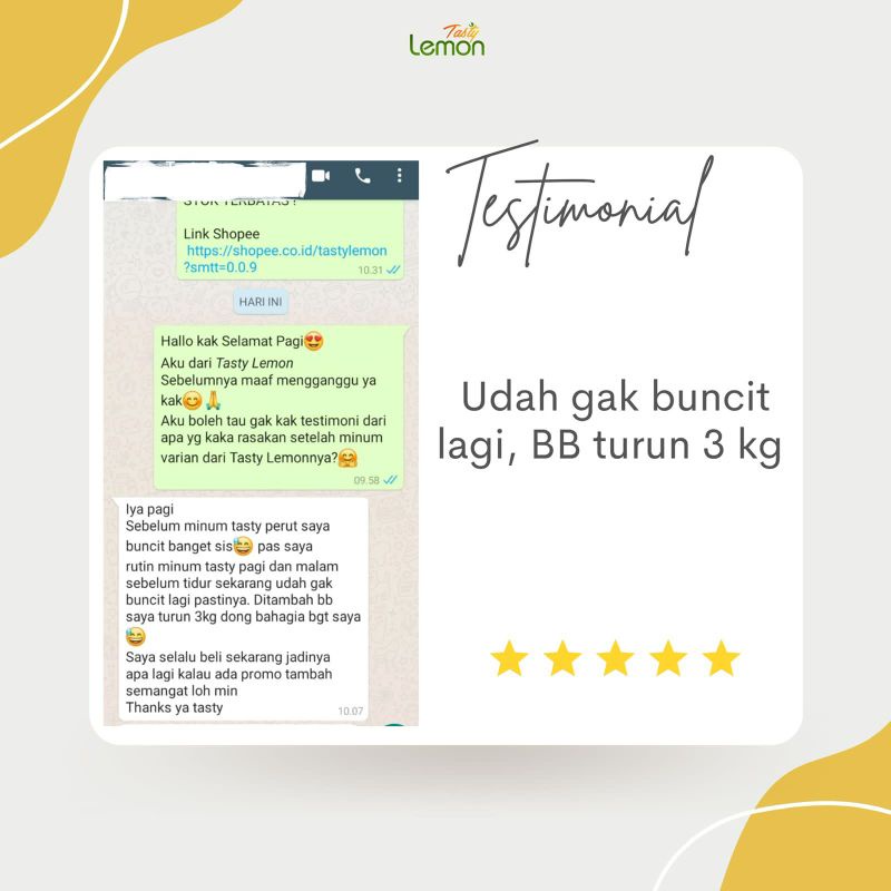 

Tasty Lemon Ginger Sari Lemon + Jahe 500ml