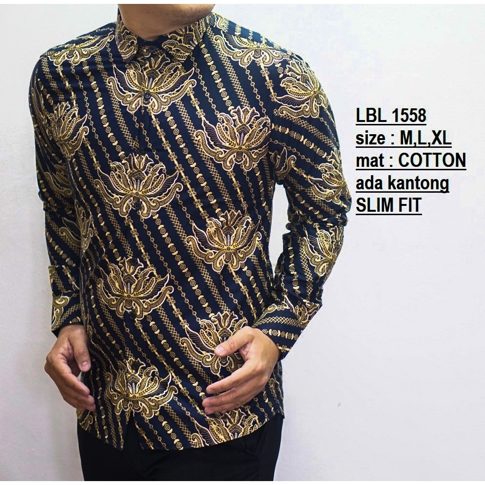 KEMEJA PRIA SLIM FIT MEWAH BAJU BATIK PRIA SLIMFIT LBL1558 LENGAN PANJANG