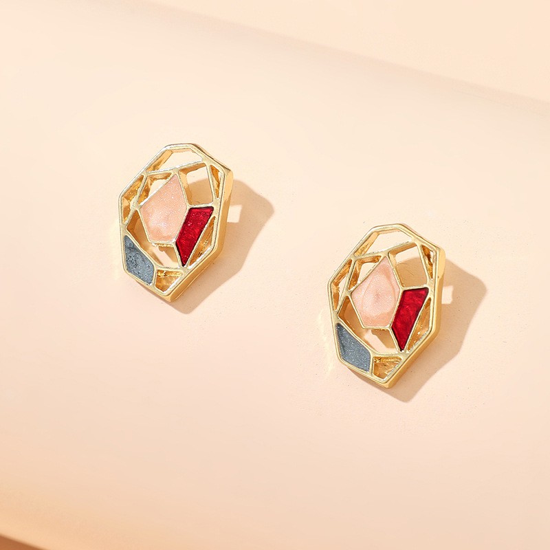 LRC Anting Tusuk Fashion Irregular Geometrical Dropped Flower Alloy K51467