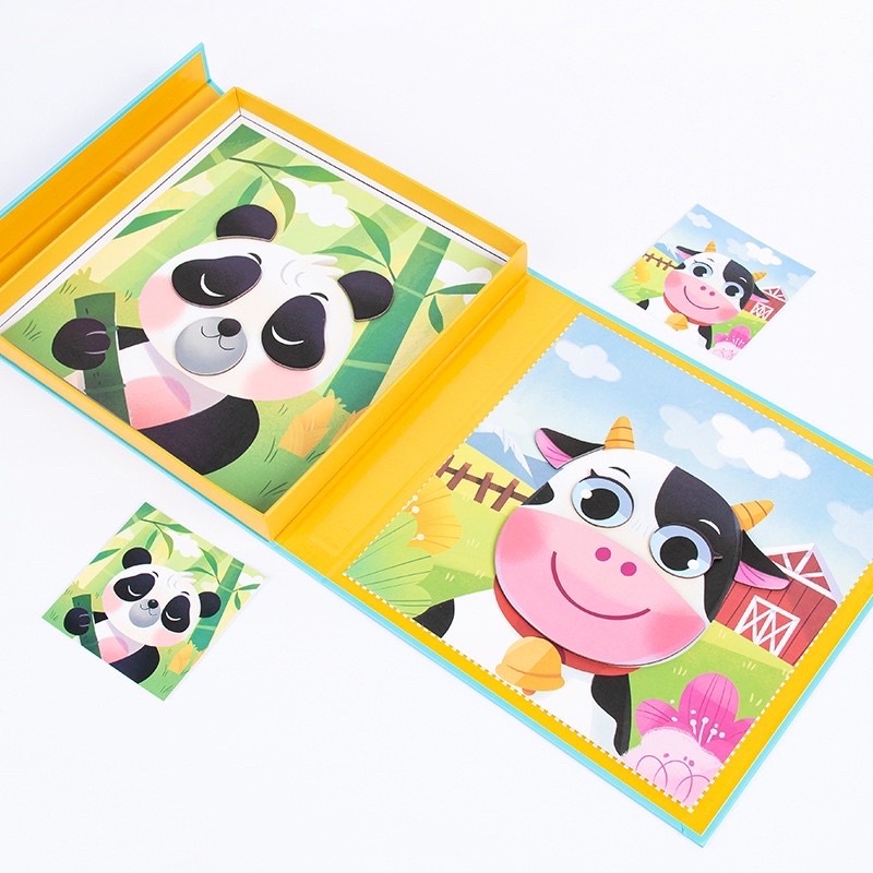 magnetic animal puzzle puzzle wajah hewan dengan magnet mainan edukasi anak