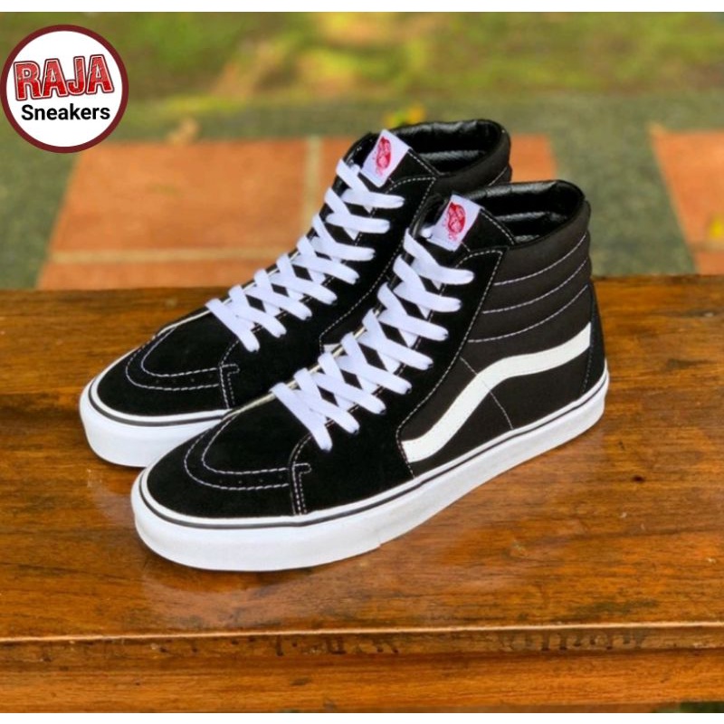 SEPATU WOLF X VANS AUTHENTIC FULL BLACK HITAM POLOS WHITE PUTIH OLDSKOOL ERA SK8-Hi Slipon Checkerboard