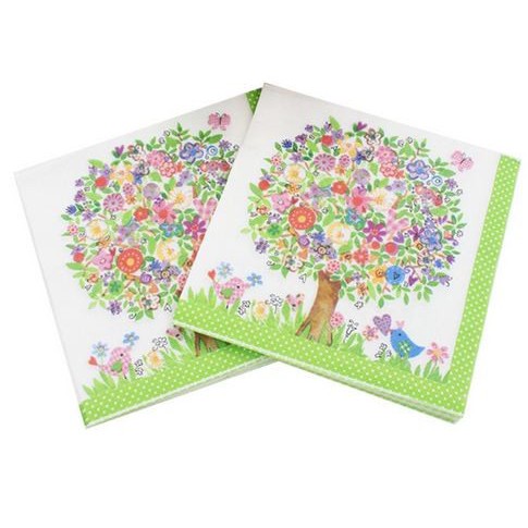 Decoupage Napkin - Tissue Decoupage 2Ply FL - Colorful Flower Tree